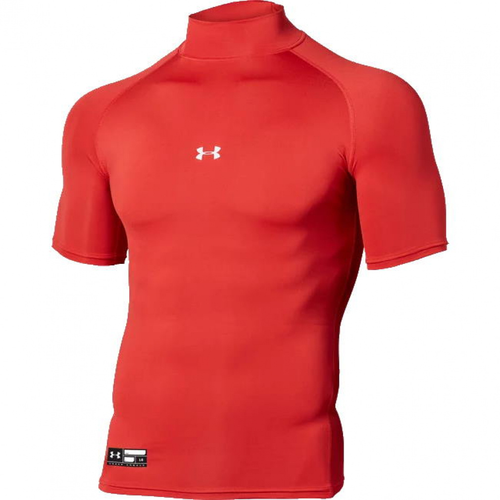 UA HEATGEAR ARMOUR COMPRESSION SHORTSLEEVE MOCK(レッド-S　メンズ)