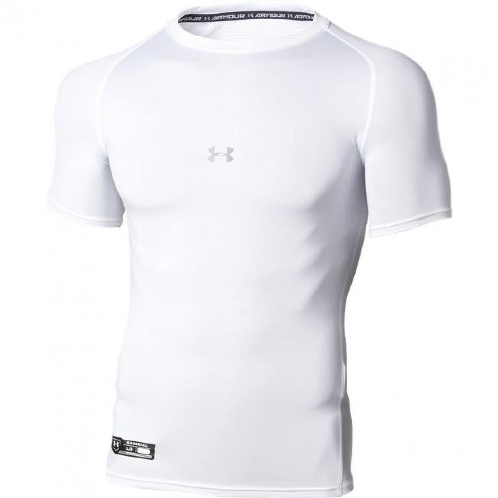 UA HEATGEAR ARMOUR COMPRESSION SHORTSLEEVE CREW(ホワイト-S　メンズ)