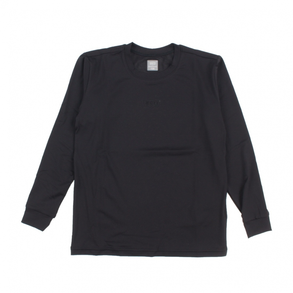 少年用消臭 ライトフィットアンダーシャツ クルーネック長袖(ブラック-130cm)