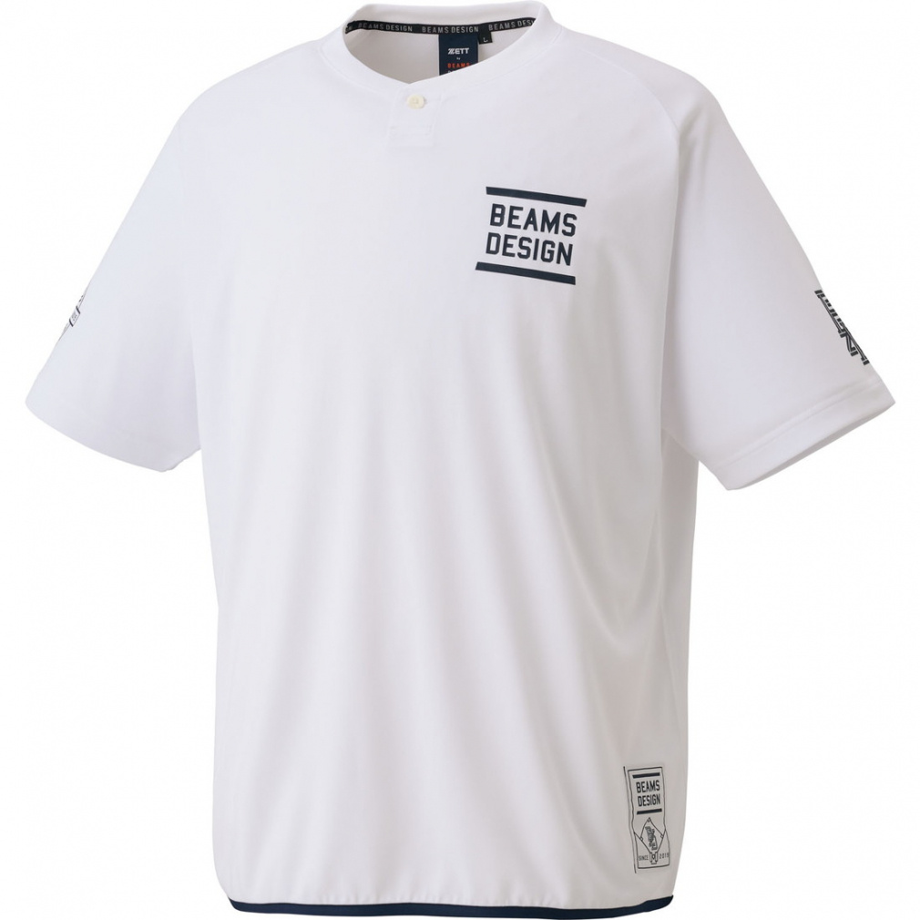 ZETT by BEAMS DESIGN ヘンリーネックレイヤーシャツ(ホワイト-3XL)