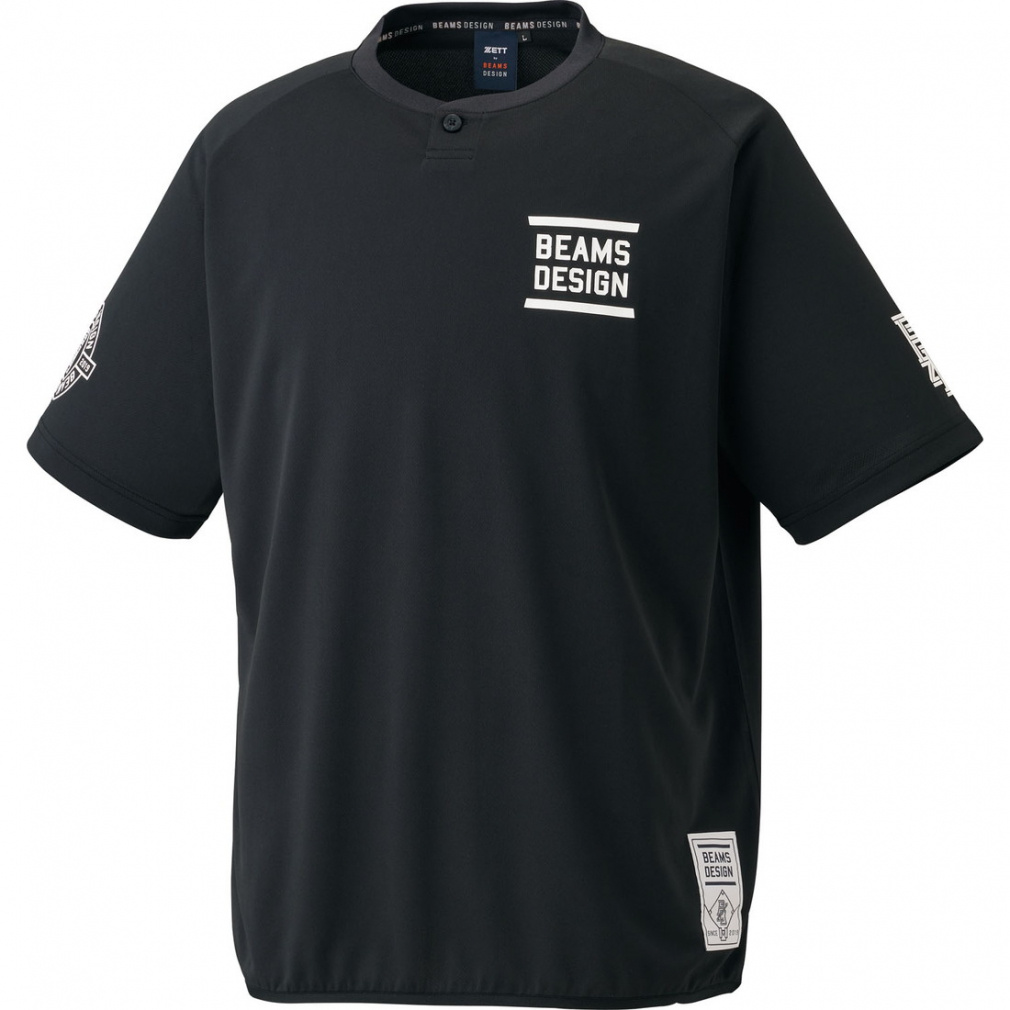 ZETT by BEAMS DESIGN ヘンリーネックレイヤーシャツ(ブラック-3XL)