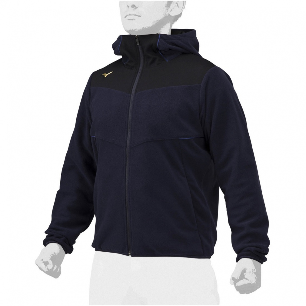 Mizuno Pro フリース ジャケット ジップアップ 刺繍ロゴ 防寒 L 黒 ミズノプロ フリースフーディ(厚手)｜Alpen Online