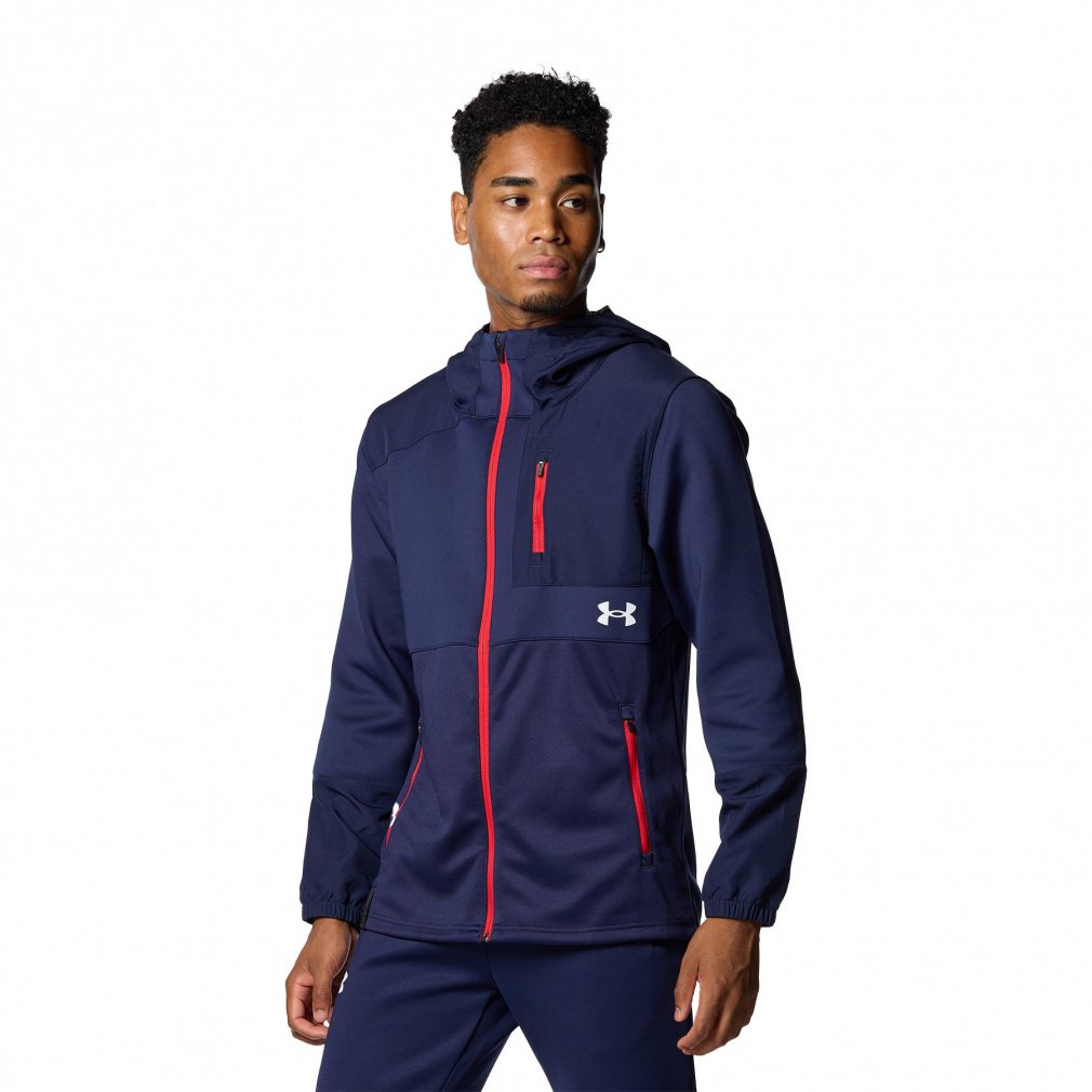限定Under Armour フルジップジャケット ネイビー UAアーマーニット ハイブリッド フルジップ ジャケット｜Alpen