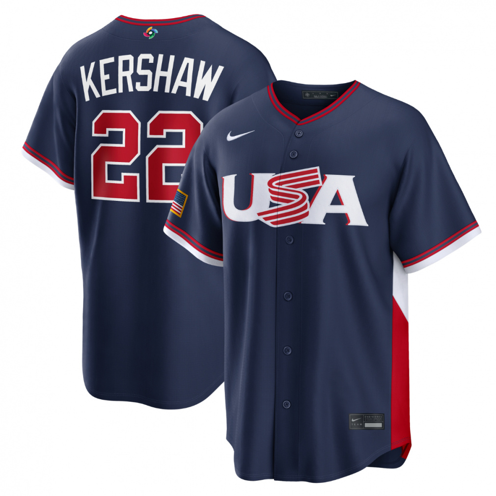 クレイトン・カーショー USA アメリカ NIKE ユニフォーム World Baseball Classic 2026 Road Player(ネイビー-M)