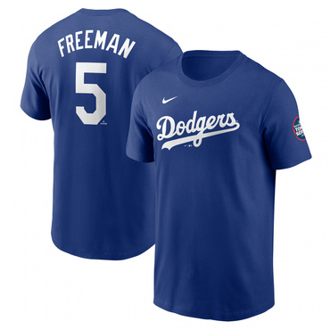 ドジャース フリーマン ネームアンドナンバーTシャツ ブルー 東京シリーズパッチ付き