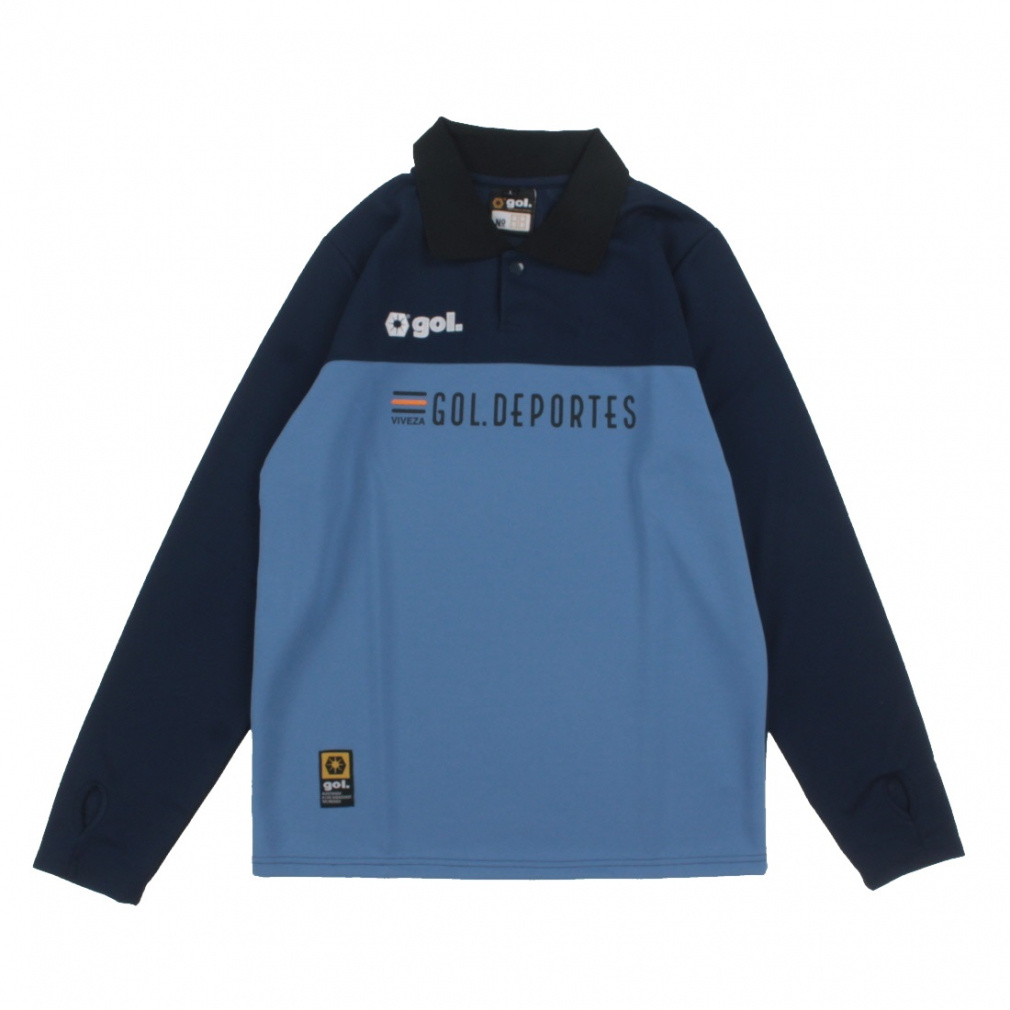 ポロ長袖ドライプレイシャツ VIVEZA(ネイビー-S)