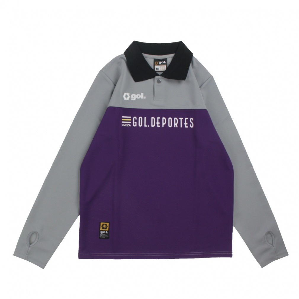 ポロ長袖ドライプレイシャツ VIVEZA(グレー-S)