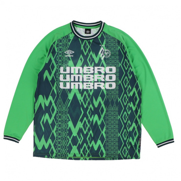 THE THIRD by UMBRO グラフィック長袖プラクティスシャツ(グリーン-S)