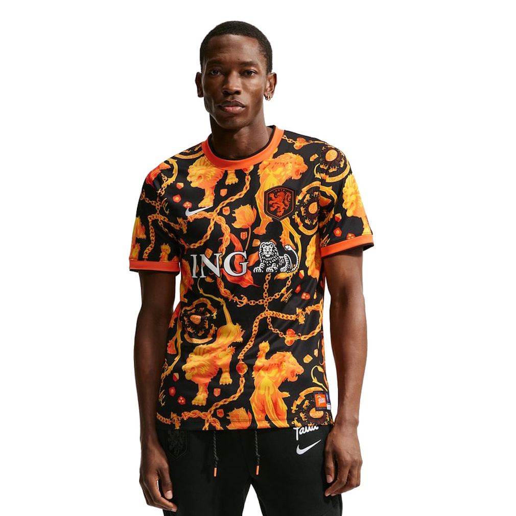オランダ アカデミープロ Dri-FIT プレマッチ S/S トップ(ブラック-3XL)