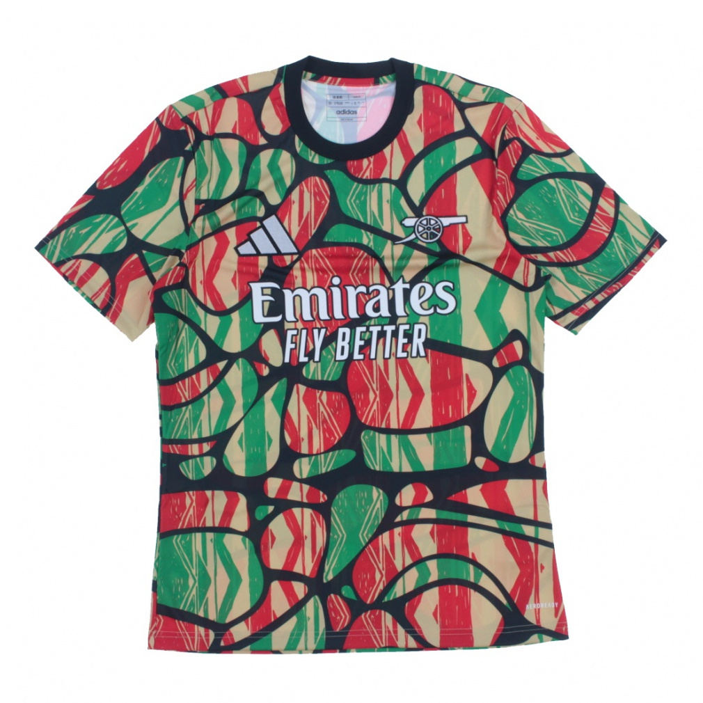 アディダス メンズ サッカー/フットサル ライセンスシャツ アーセナル プレマッチ ジャージー IS9996 : レッド×ブラック adidas