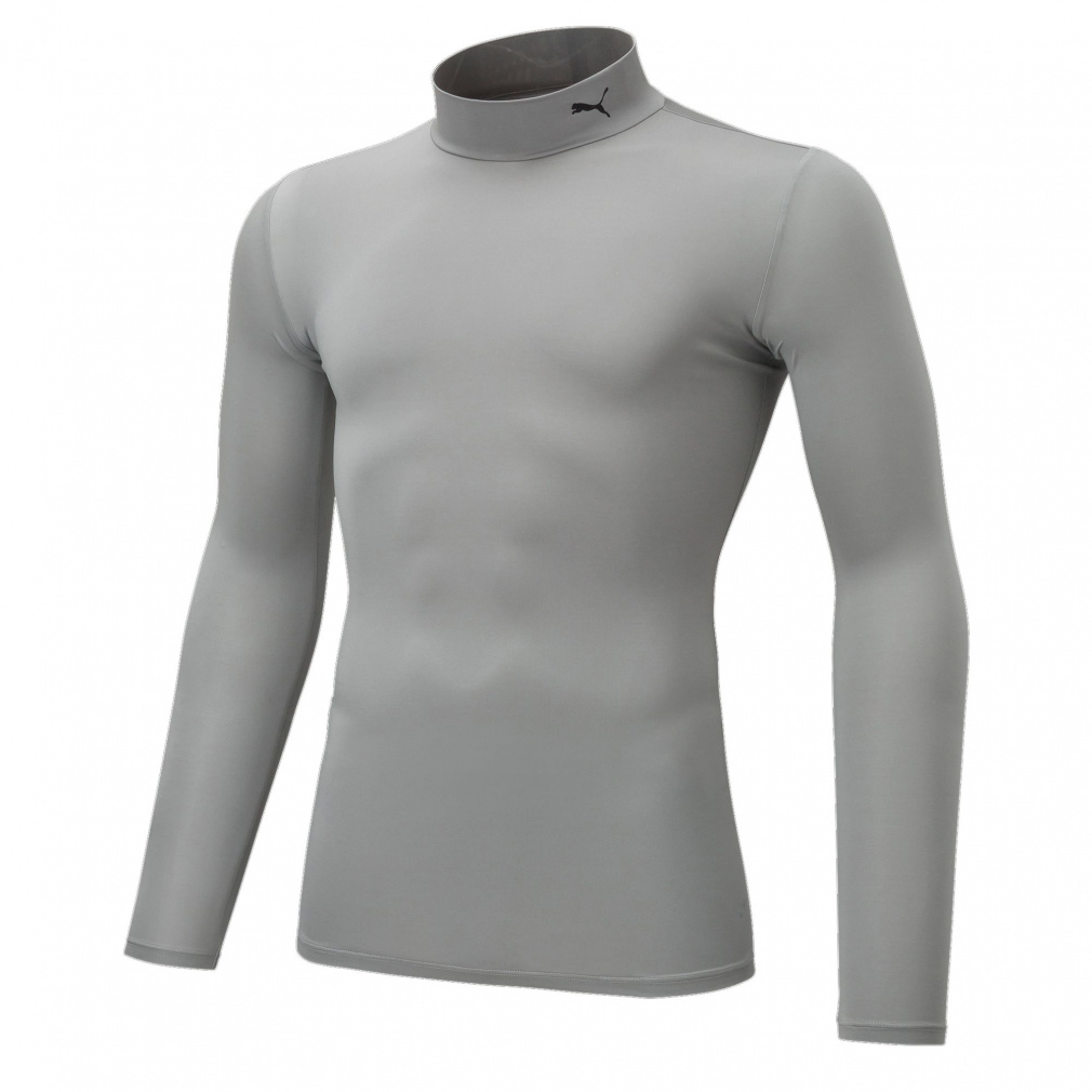 コンプレッション モックネック LS シャツ(シルバー-3XL　メンズ)