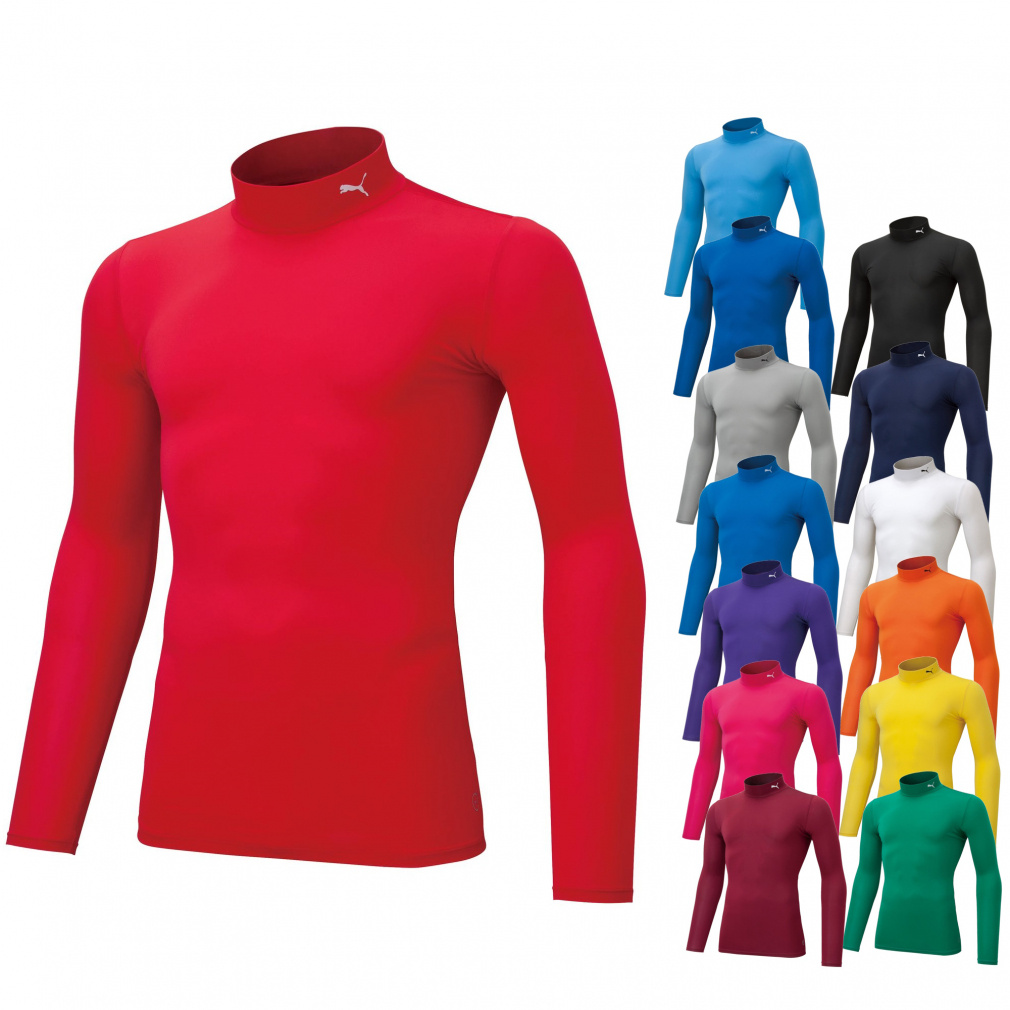 コンプレッション モックネック LS シャツ(レッド-3XL　メンズ)