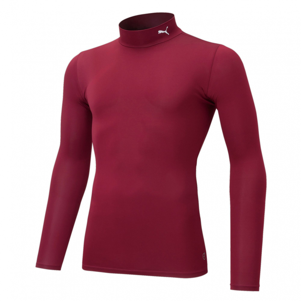 コンプレッション モックネック LS シャツ(ボルドー-3XL　メンズ)
