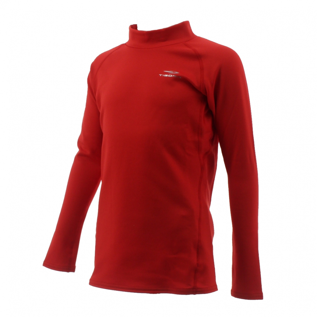 コンプレッションインナー ハイネック長袖 BASICWARM(レッド-120cm)