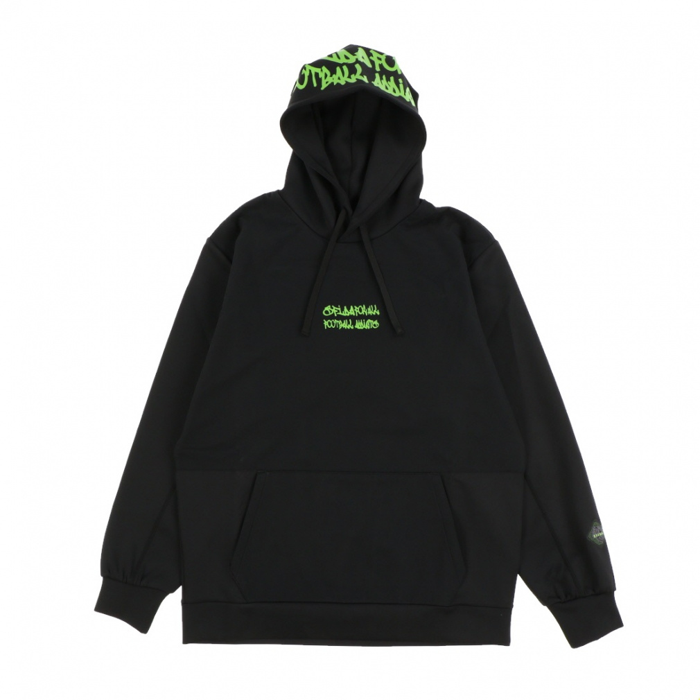 WARM PES スウェットフーディー(ブラック×フラッシュグリーン-M)