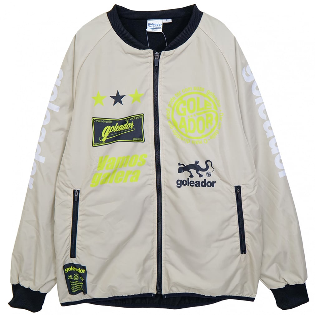 SignBoardデザイン 裏トリコット ZIPピステジャケット(ベージュ-S)