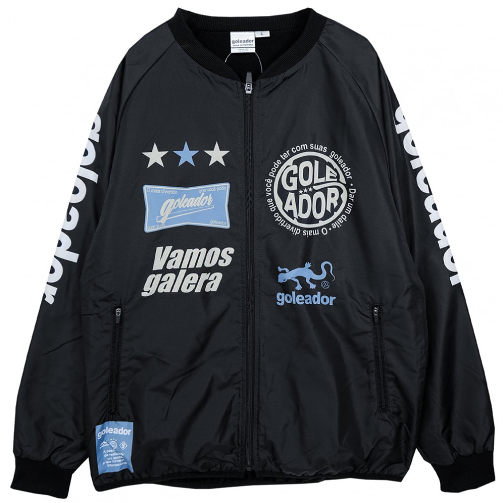 SignBoardデザイン 裏トリコット ZIPピステジャケット(ブラック-S)