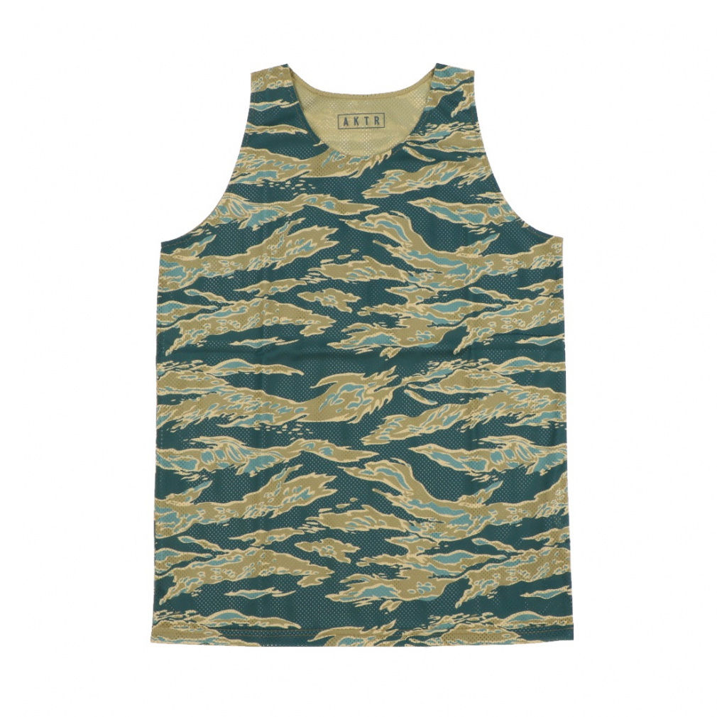 アクター メンズ レディス バスケットボール ノースリーブシャツ UNCAGED MESH REVERSIBLE TANK 223-059001 : ベージュ×グリーン AKTR