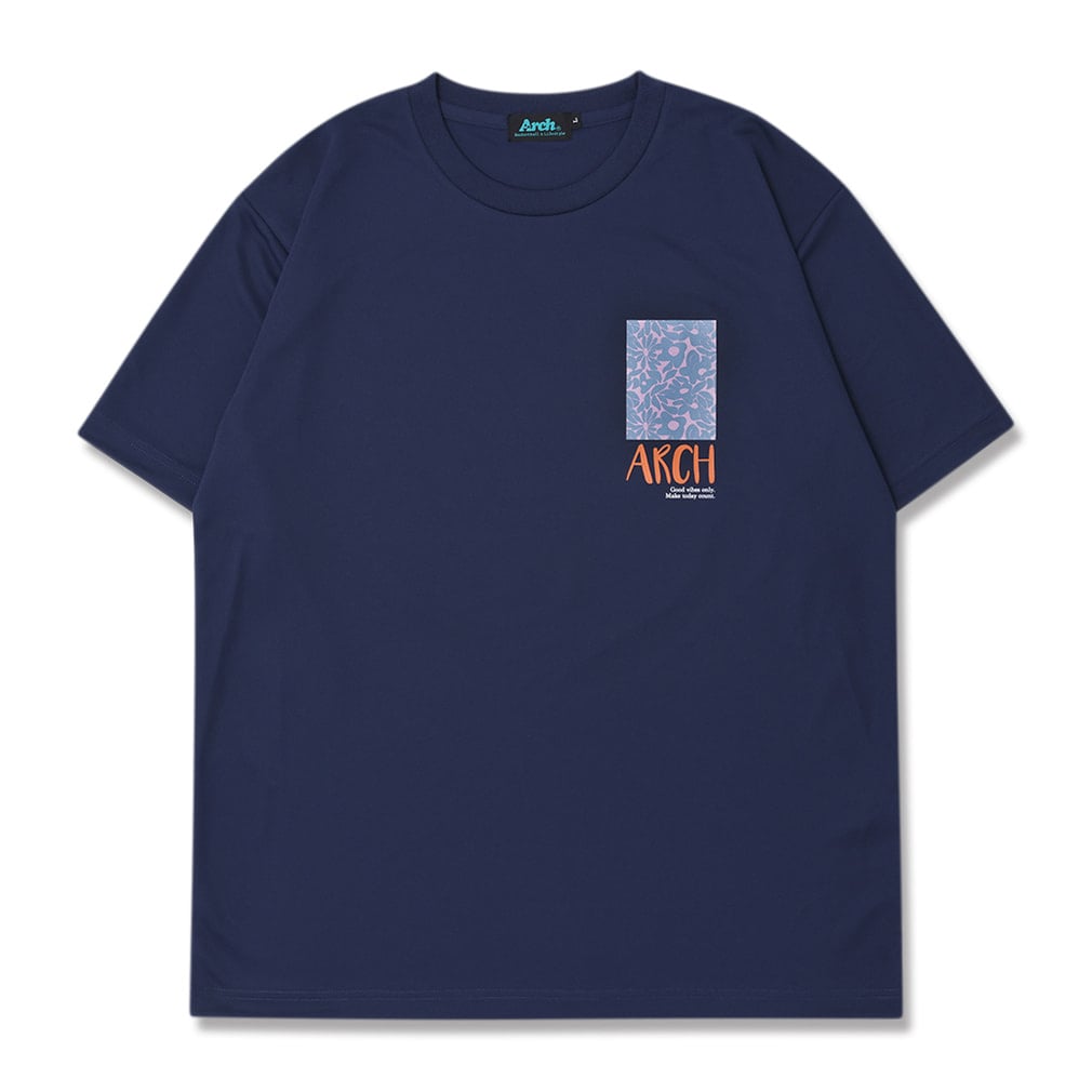 Arch rise vibes flower tee 「DRY」(ネイビー-S)