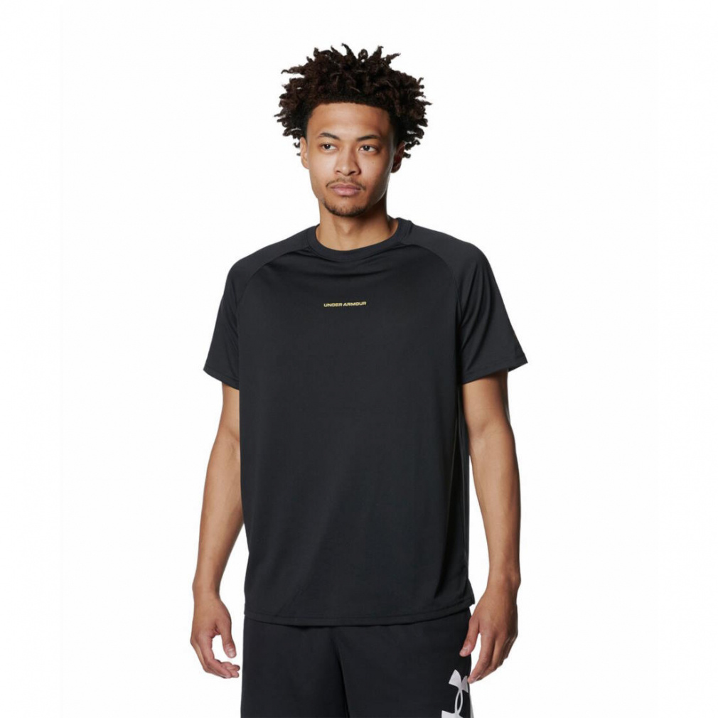 UAテック ロングショット ショートスリーブTシャツ(ブラック×ゴールド-S　ユニセックス)