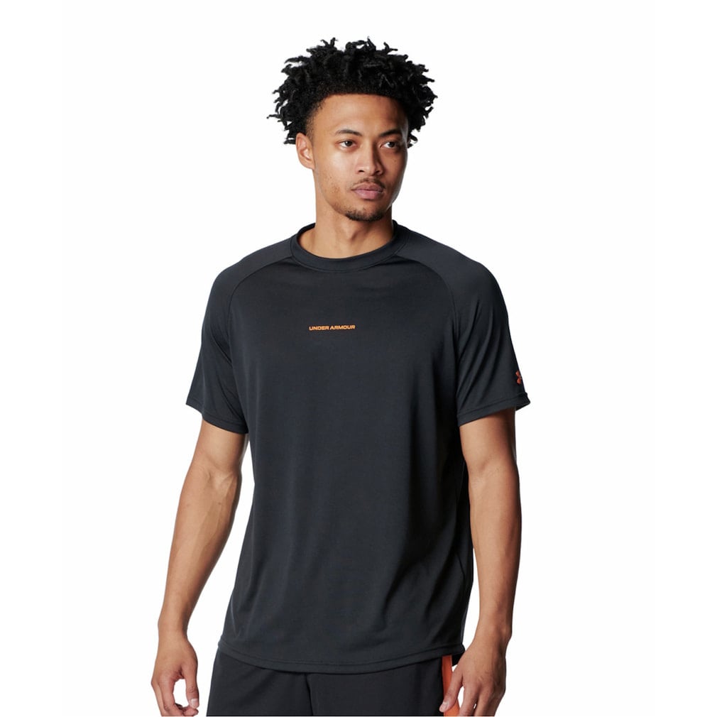 UAネクストジェン ショートスリーブ Tシャツ(ブラック×オレンジ-S)