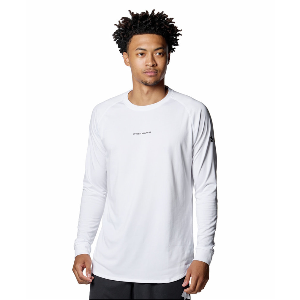 ホワイト 長袖 アンダーシャツ アンダーアーマー メンズ レディス バスケットボール 長袖Tシャツ UA