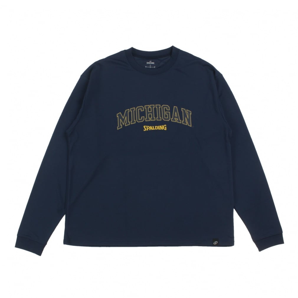 ロングスリーブTシャツ ミシガン アーチロゴ フロント(ネイビー-M)