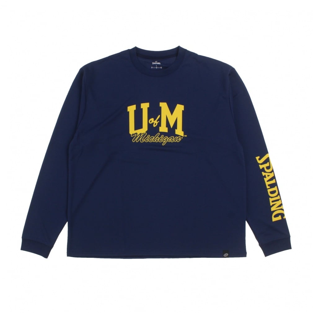 ロングスリーブTシャツ ミシガン UオブM スリーブロゴ(ネイビー-M)