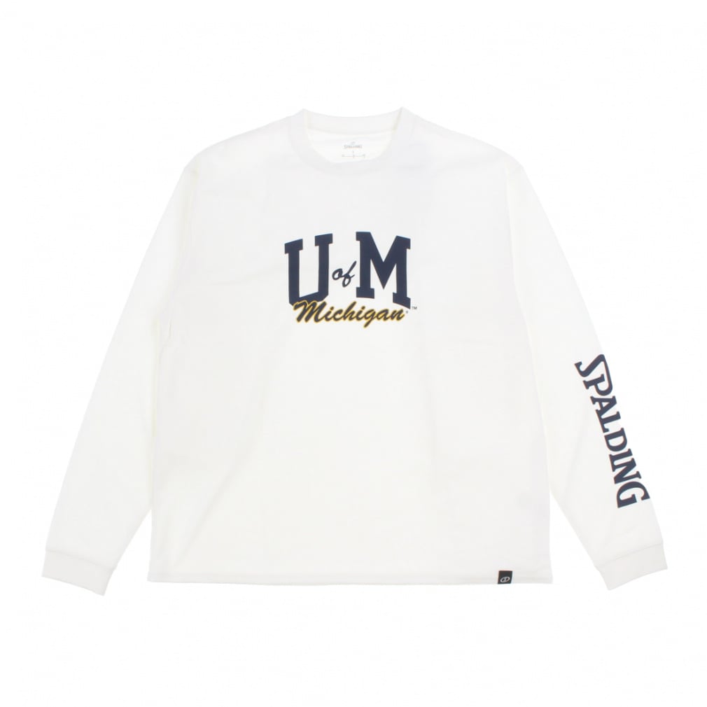 ロングスリーブTシャツ ミシガン UオブM スリーブロゴ(ホワイト-M)