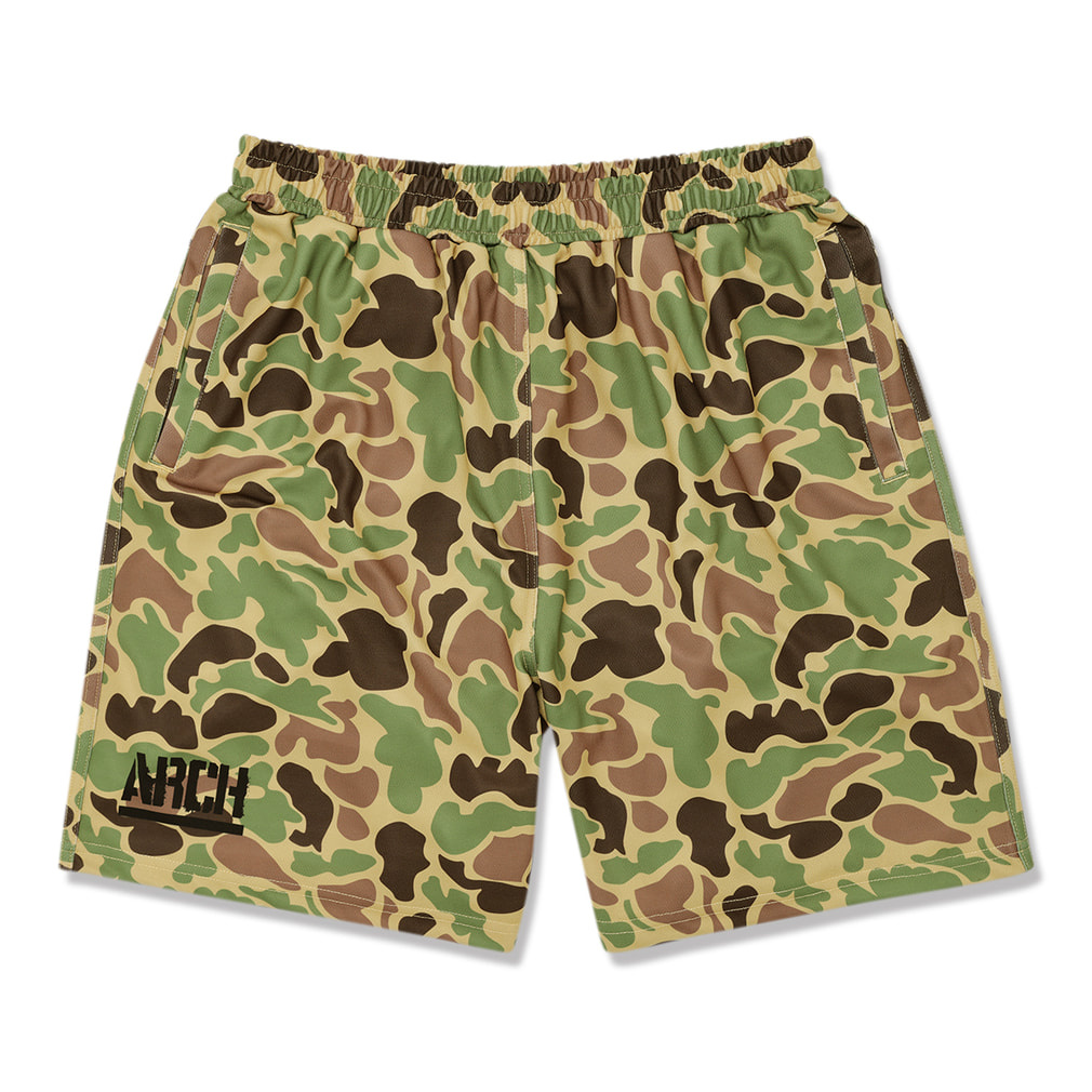 �A�[�` �����Y ���f�B�X �o�X�P�b�g�{�[���E�F�A �n�[�t�p���c Arch duck camo shorts B126-103 Arch