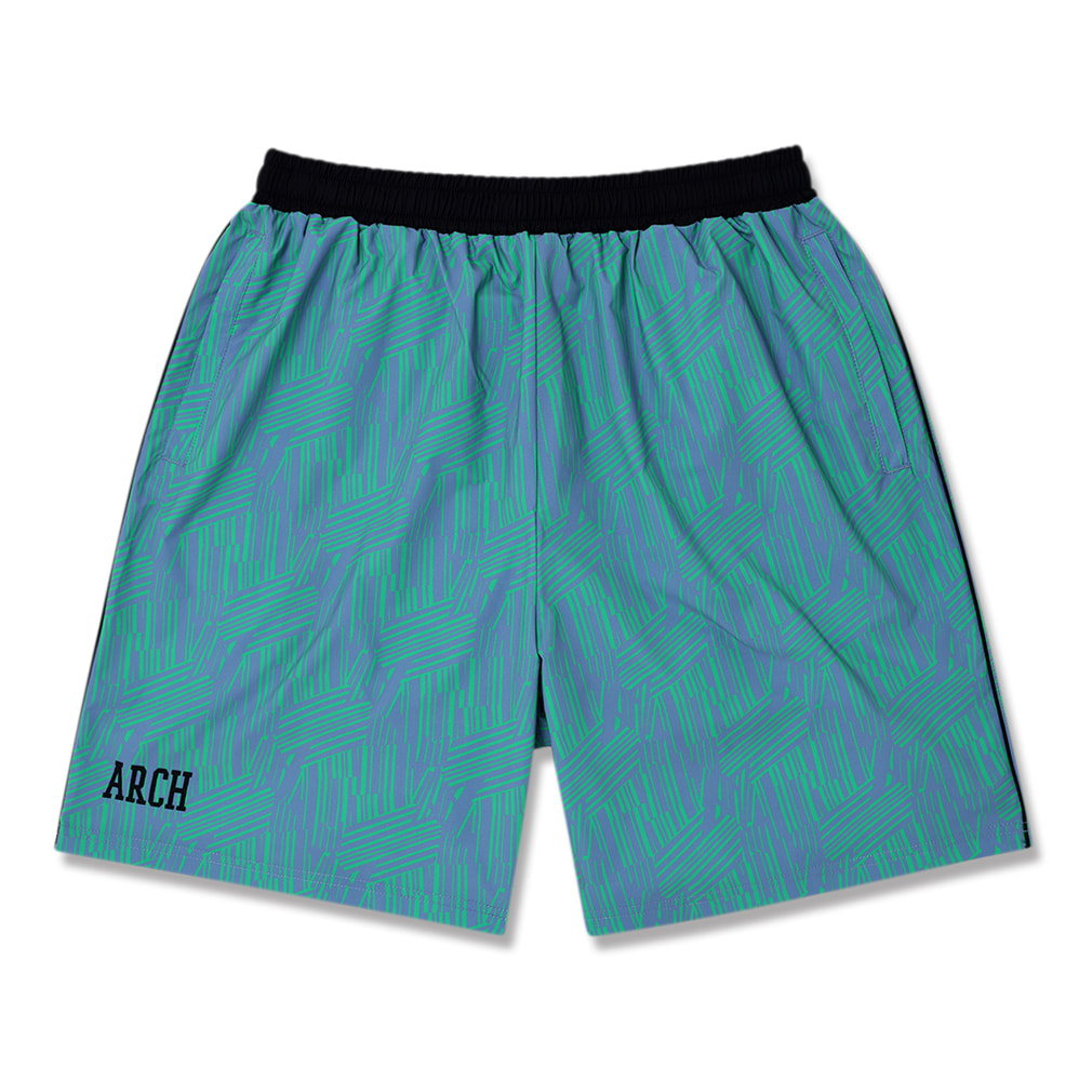 Arch three star BB shorts(ブルー×グリーン-S)