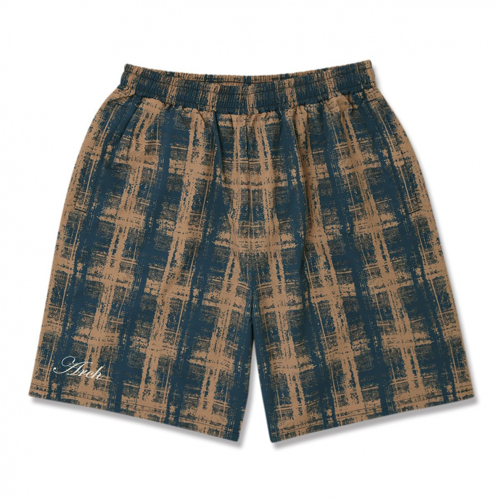 cursive logo plaid shorts(ネイビー-S　ユニセックス)