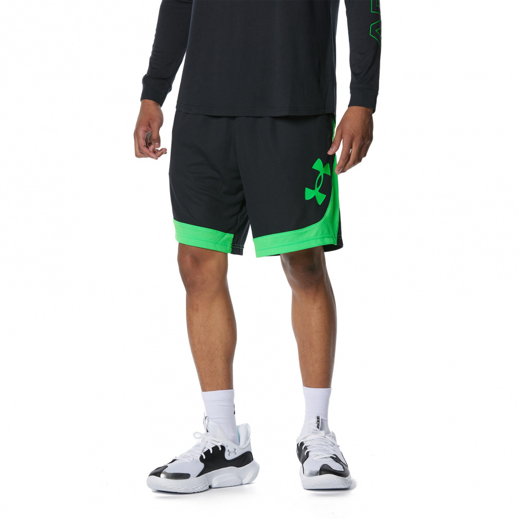 UA BASELINE SHORTS(ブラック×グリーン-S　ユニセックス)