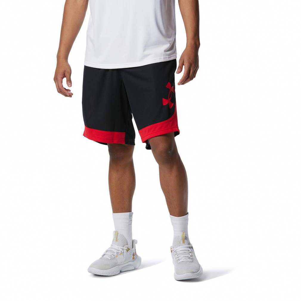UA BASELINE SHORTS(ブラック×レッド-S　ユニセックス)