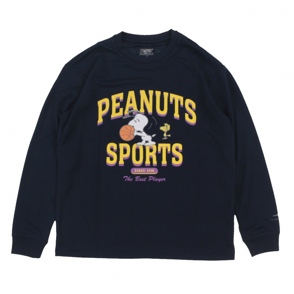 PEANUTS 長袖グラフィックTシャツ(ネイビー-140cm)
