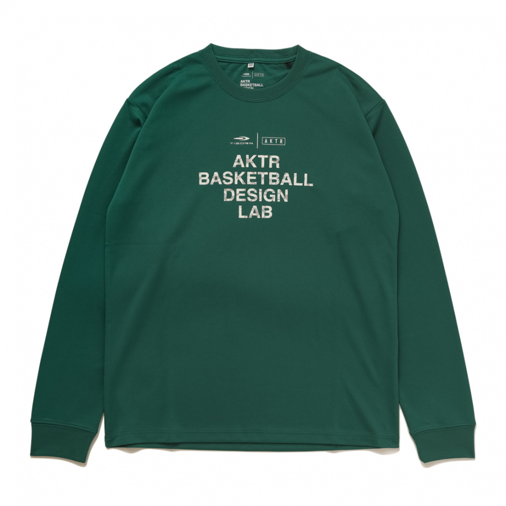 TIGORA×AKTR ジュニアLOGOプリント 長袖Tシャツ(グリーン-130cm)