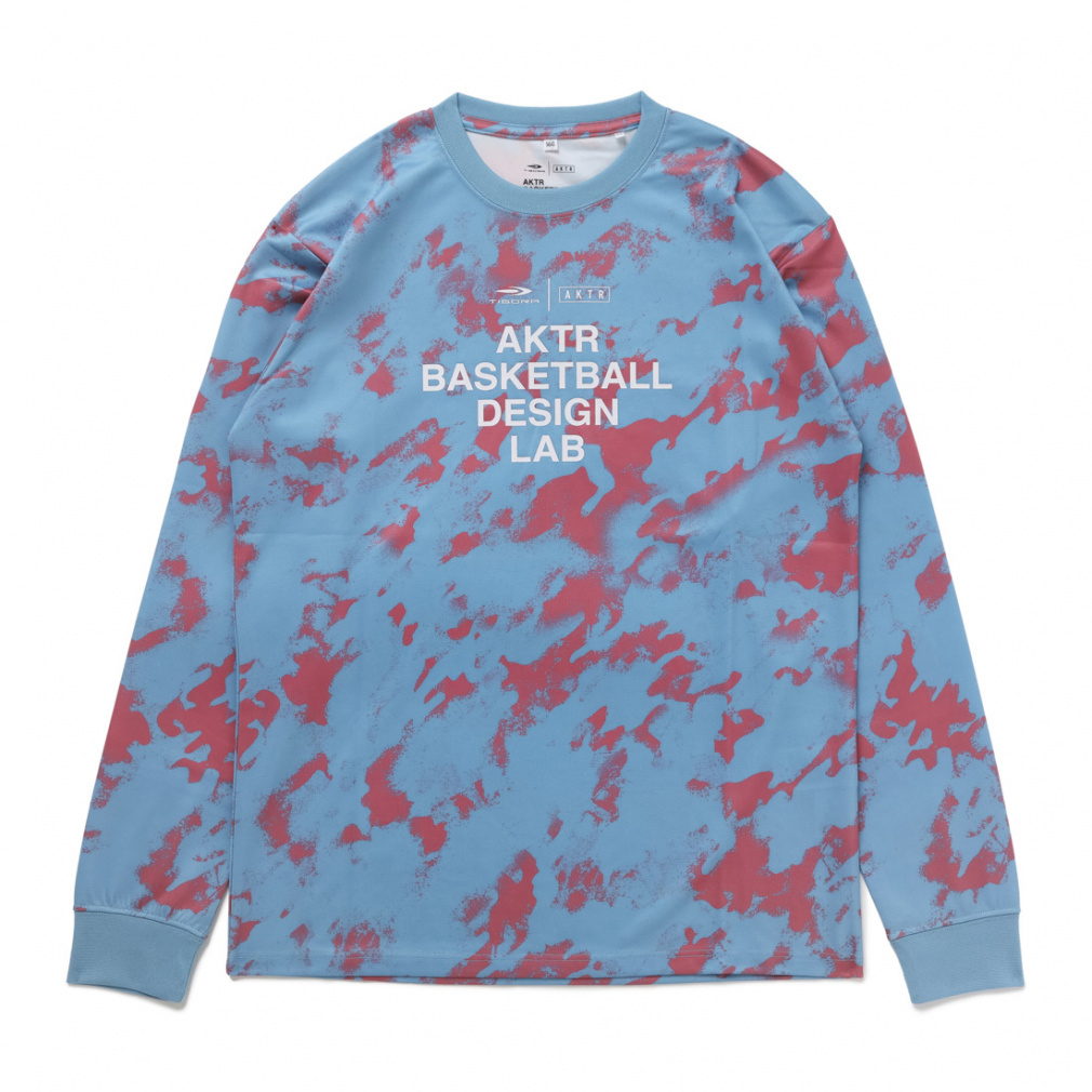 TIGORA×AKTR ジュニア総柄LOGOプリント 長袖Tシャツ(グレイシュブルー-130cm)