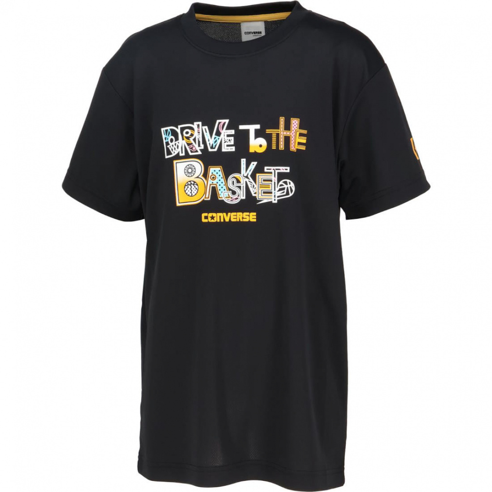 5S JRプリントTシャツ(ブラック×オレンジ-140cm)
