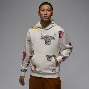 ESS フリース プルオーバー L/S フーディ AOP