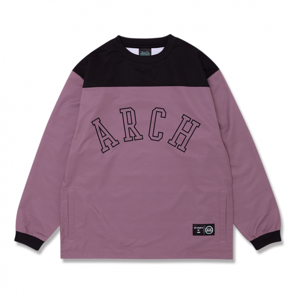 college logo wind crewneck shirt(ピンク-S)