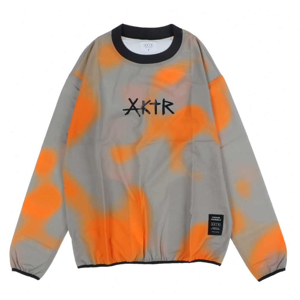 BORDERLESS PULLOVER SHOOTING SHIRTS(グレー×オレンジ-M)