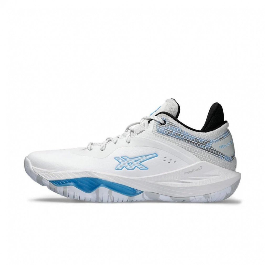 アシックス NOVA SURGE LOW ノヴァ サージ ロー 1061A043 メンズ レディス バスケットボール シューズ バッシュ 2E : ホワイト×ブルー asics