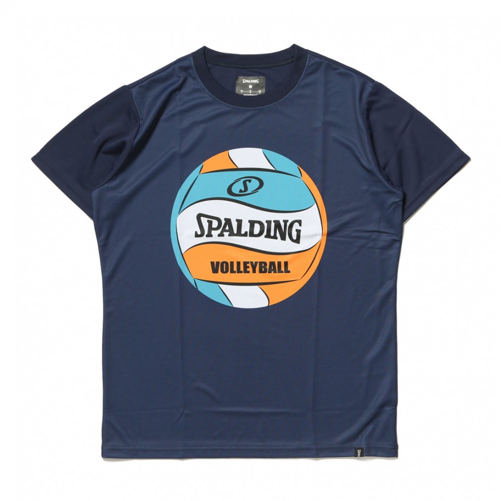 スポルディング メンズ レディス バレーボール 半袖プラクティスシャツ ボールプリント SMT200740 SPALDING 2303_ms