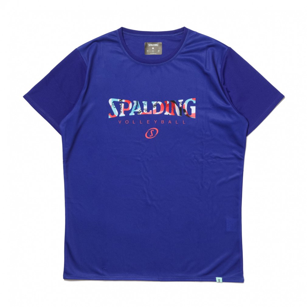 スポルディング メンズ レディス バレーボール 半袖プラクティスシャツ バレーボールTシャツ ボールプリント ロゴ SMT24021V SPALDING