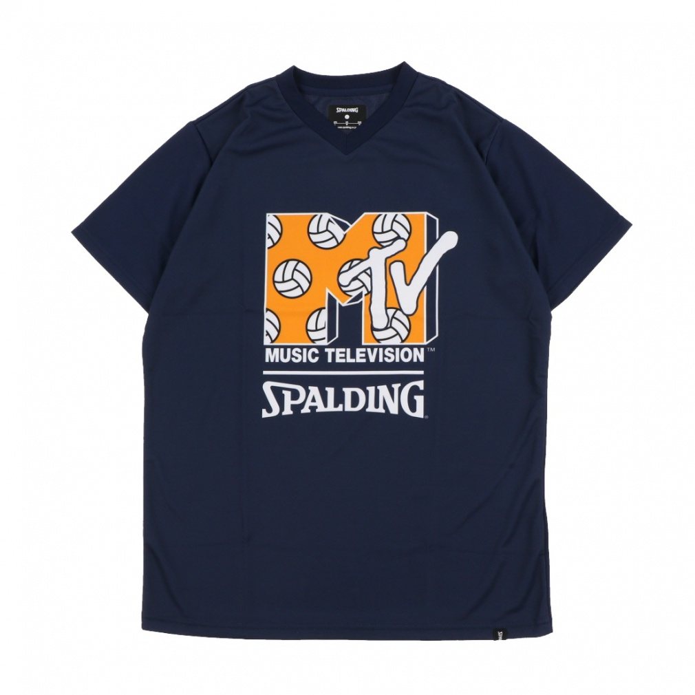 スポルディング メンズ レディス バレーボール 半袖プラクティスシャツ バレーボールTシャツ MTV ボールロゴ SMT210640 SPALDING