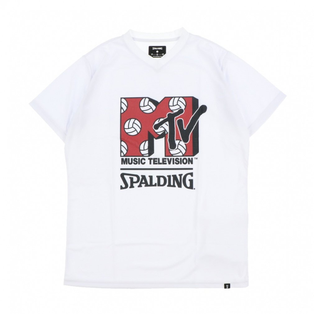 スポルディング メンズ レディス バレーボール 半袖プラクティスシャツ バレーボールTシャツ MTV ボールロゴ SMT210640 SPALDING