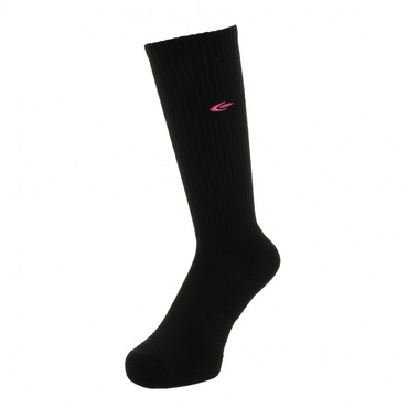 Lバレーソックス(ブラック×チェリーピンク-21-23cm)