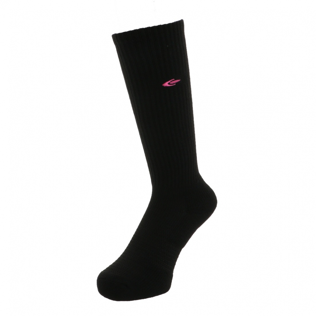 Lバレーソックス(ブラック×チェリーピンク-21-23cm)