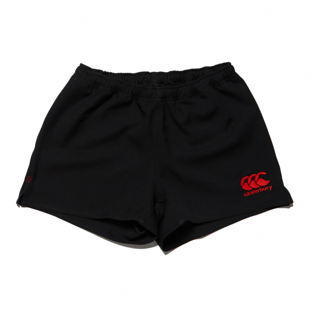 RUGBY SHORTS WIDE(ブラック×レッド-S　メンズ)