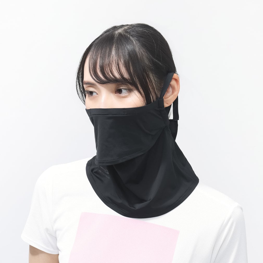アイクール UVフェイスマスク 熱中症対策グッズ(ブラック-FREE)